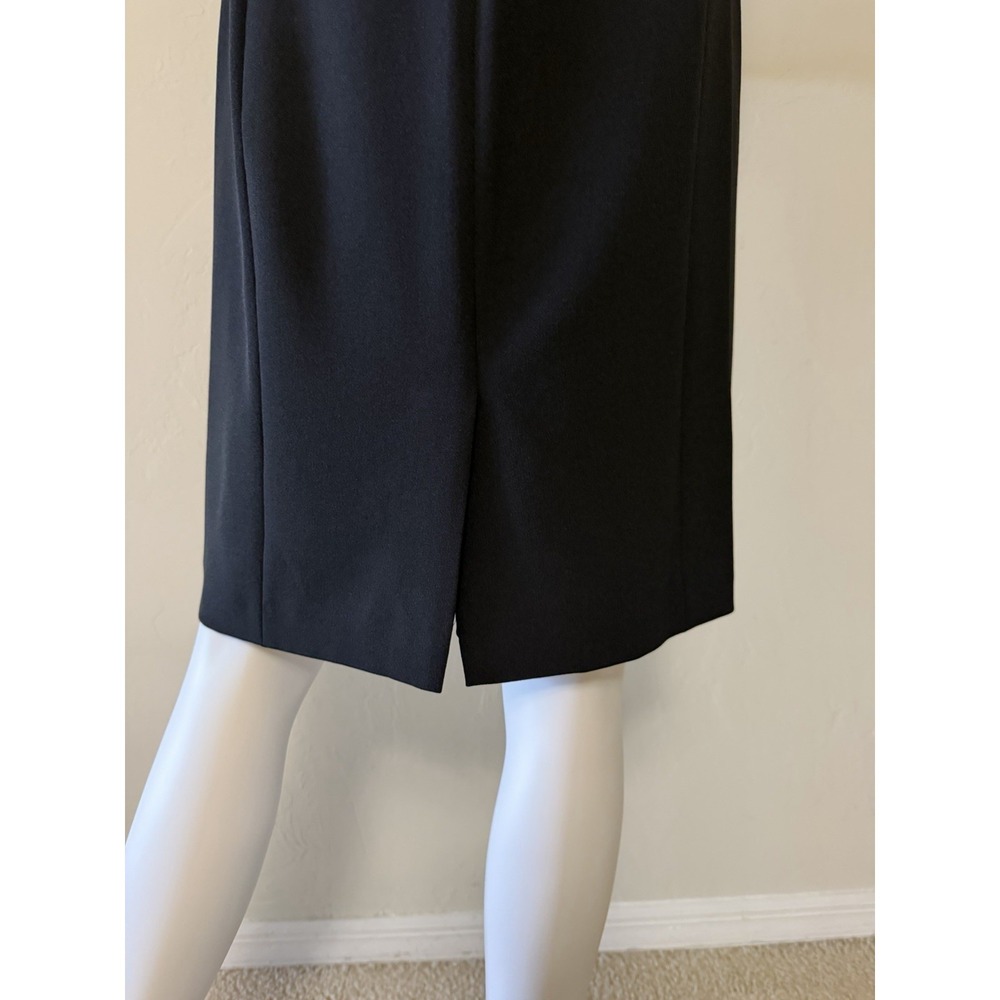 Tahari Arthur S. Levine Sheath Dress Asymmetrical Neck Pleated Black Size 8 - Picture 11 of 16